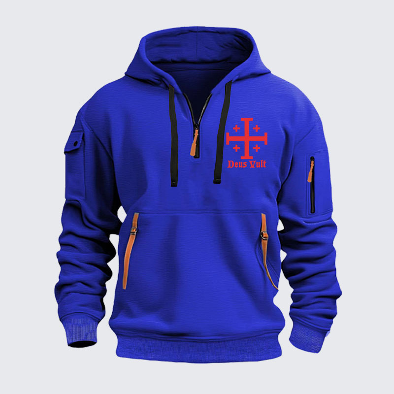 Zipper Hoodies - Jerusalem Cross Deus Vult
