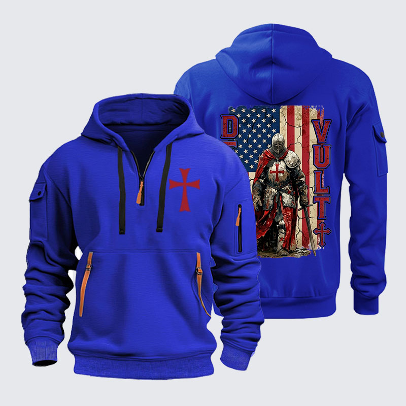 Zipper Hoodies - Deus Vult Knight Templar American Flag Crusader