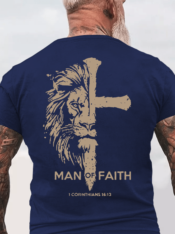 Man of Faith Jesus God Christian Cotton T-Shirt