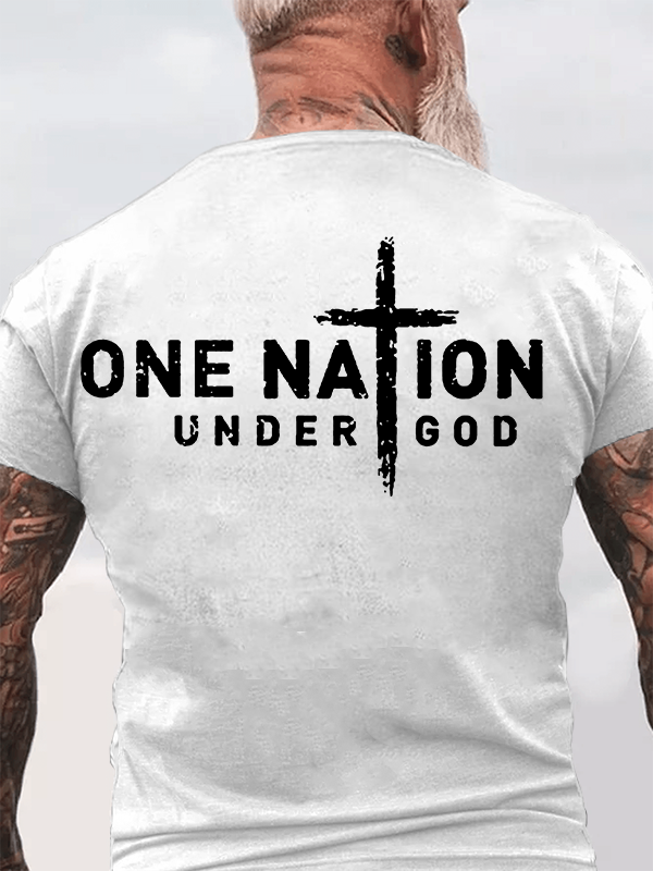 One Nation Under God Cross Jesus God Christian Cotton T-Shirt