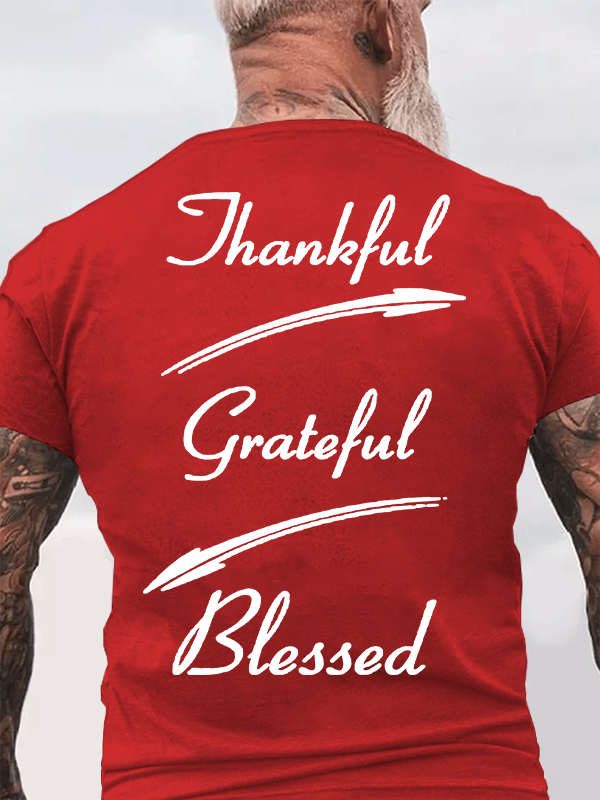 Thankful Grateful Blessed Jesus God Christian Cotton T-Shirt