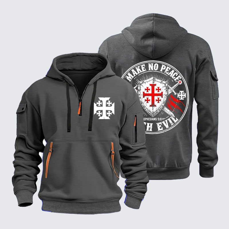 Zipper Hoodies - Make No Peace with Evil Knight Templar Jerusalem Cross