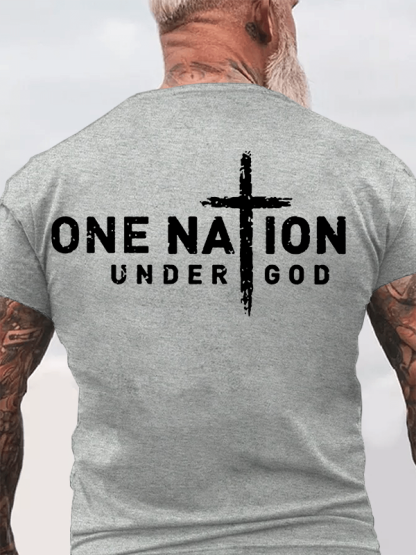 One Nation Under God Cross Jesus God Christian Cotton T-Shirt