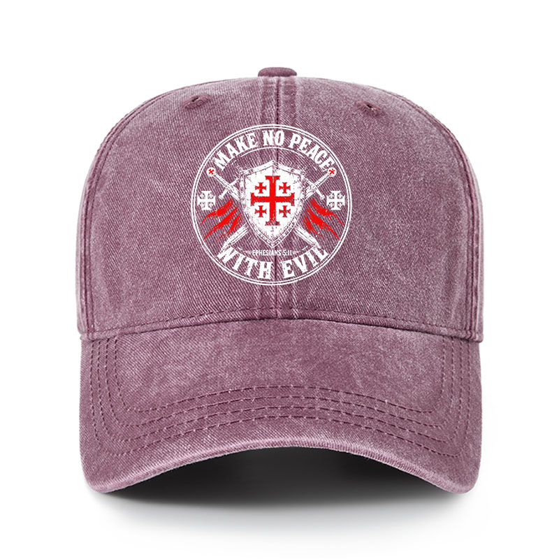 Heritage Washed Cap - Make No Peace with Evil Knight Templar Jerusalem Cross