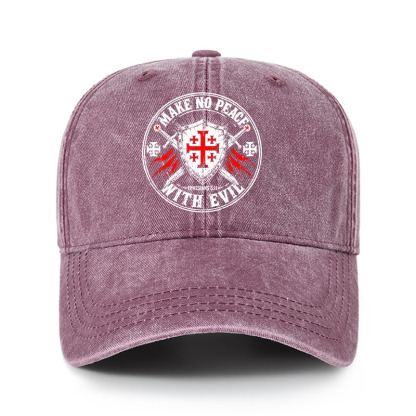 Heritage Washed Cap - Make No Peace with Evil Knight Templar Jerusalem Cross