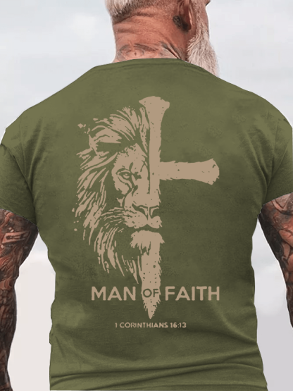Man of Faith Jesus God Christian Cotton T-Shirt