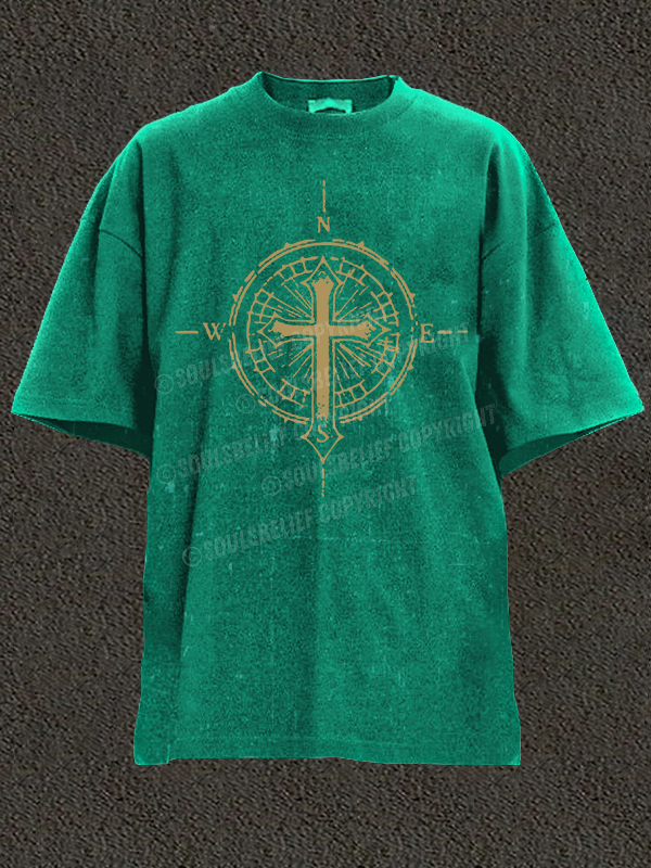 Cross Compass Christian Washed T-Shirt
