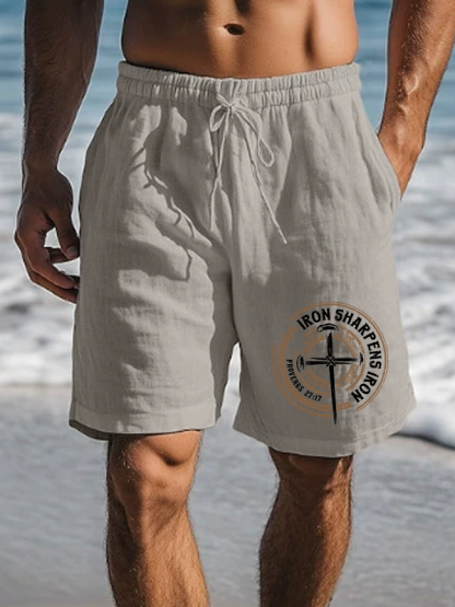 Iron Sharpens Iron - Proverbs 27:17 Christian Beach Shorts