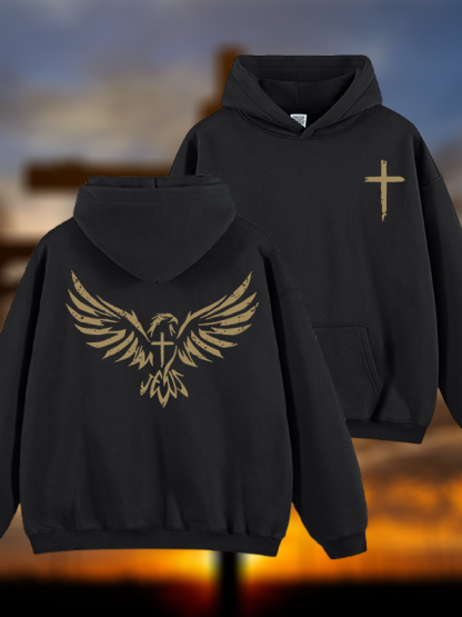 Wings Like Eagles Jesus God Christian Plush Fleece-Lined Hoodie