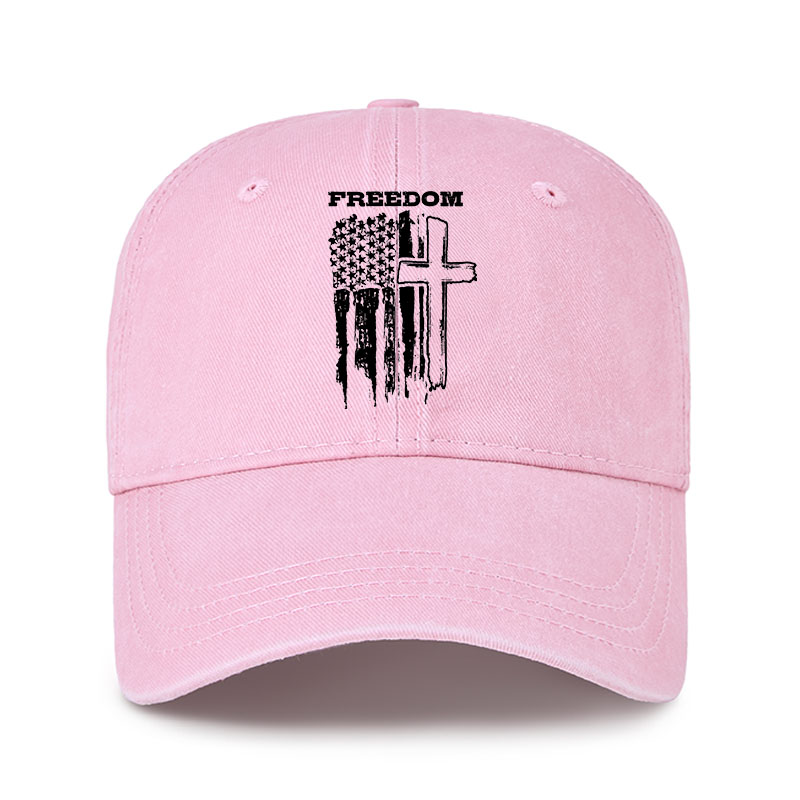 Heritage Washed Cap - Freedom Cross Vertical Flag