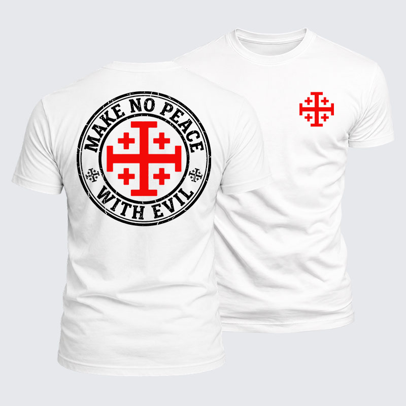 Luxe Mercerized Cotton Tee - Make No Peace with Evil Knight Templar Jerusalem Cross