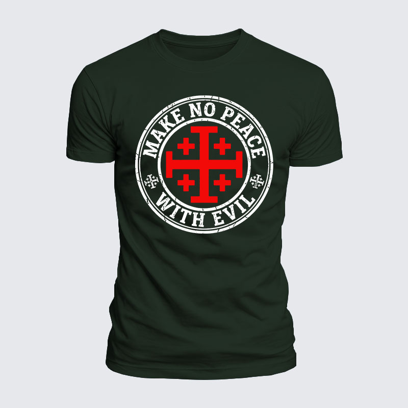 Luxe Mercerized Cotton Tee - Make No Peace with Evil Knight Templar Jerusalem Cross