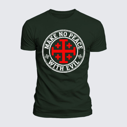 Luxe Mercerized Cotton Tee - Make No Peace with Evil Knight Templar Jerusalem Cross