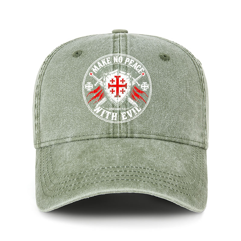 Heritage Washed Cap - Make No Peace with Evil Knight Templar Jerusalem Cross