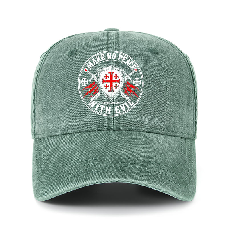 Heritage Washed Cap - Make No Peace with Evil Knight Templar Jerusalem Cross