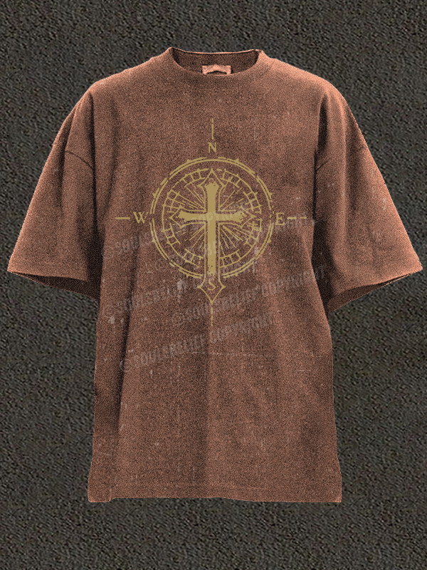 Cross Compass Christian Washed T-Shirt