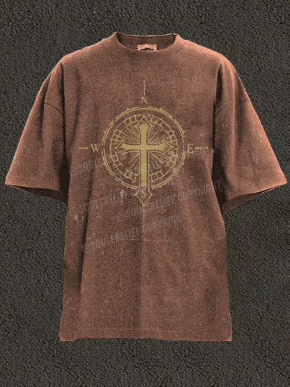 Cross Compass Christian Washed T-Shirt