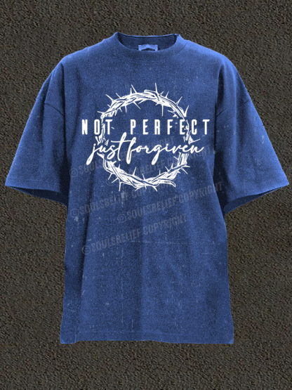 Not Perfect Just Forgiven Religious Christian Washed T-Shirt