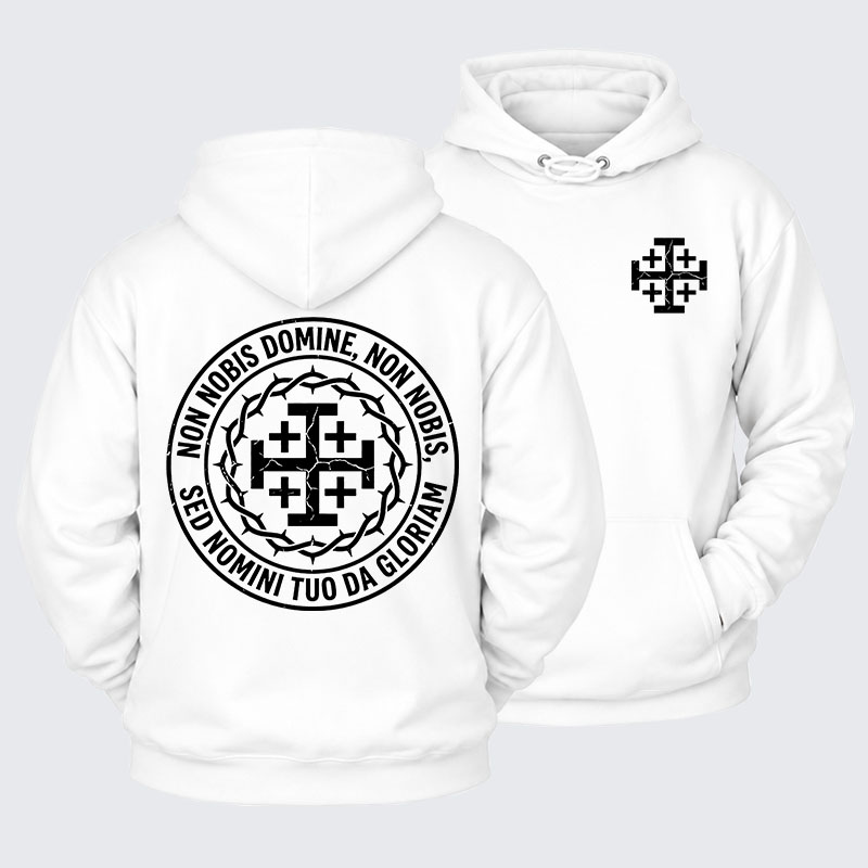 Plush Fleece-Lined Hoodie - Non Nobis Domine, Non Nobis, Sed Nomini Tuo Da Gloriam
