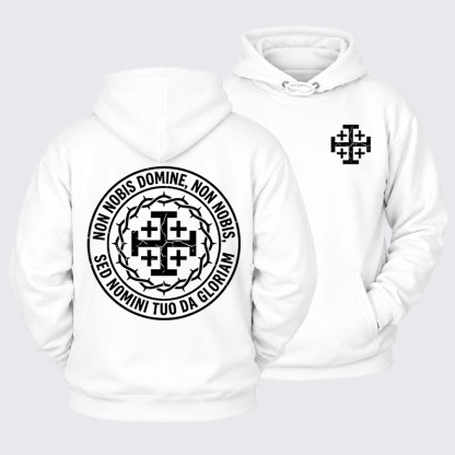Plush Fleece-Lined Hoodie - Non Nobis Domine, Non Nobis, Sed Nomini Tuo Da Gloriam
