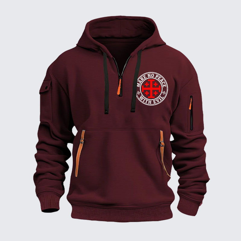 Zipper Hoodies - Make No Peace with Evil Knight Templar Jerusalem Cross
