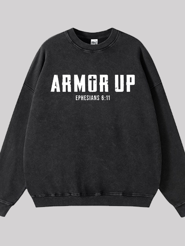 Armor Up Jesus God Christian Washed Sweatshirt