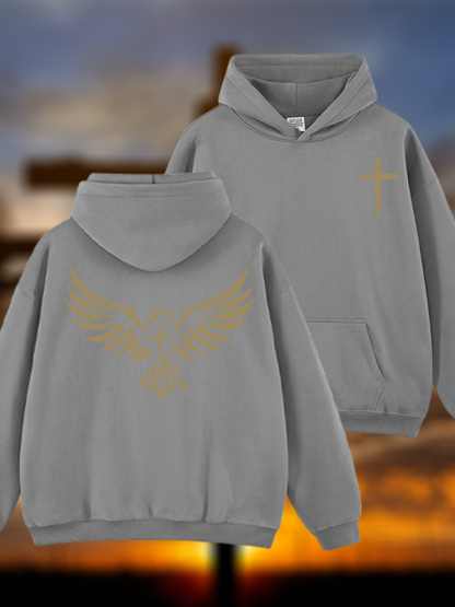 Wings Like Eagles Jesus God Christian Plush Fleece-Lined Hoodie