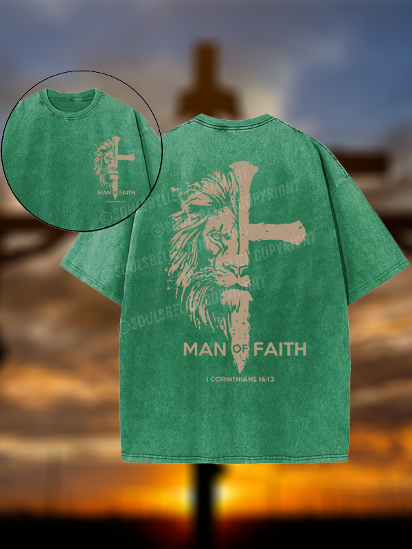 Man of Faith Christian Washed T-Shirt