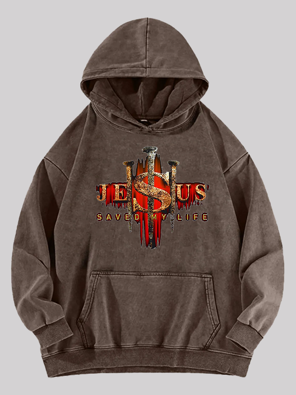 Jesus Saved My Life Jesus God Christian Washed Hoodie