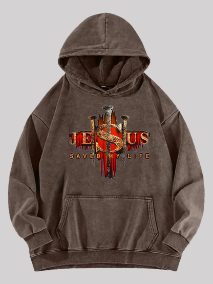 Jesus Saved My Life Jesus God Christian Washed Hoodie