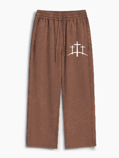Cross Jesus God Christian Washed Sweatpants