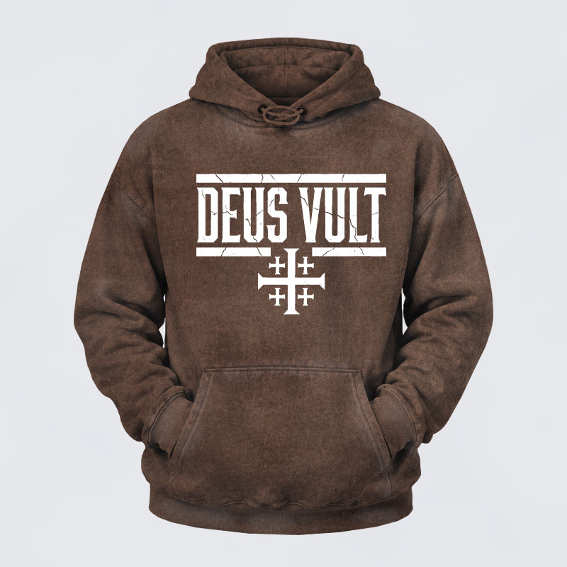 Washed Hoodie - Deus Vult