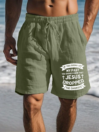 Men's Jesus Dropped The Charges Christian Beach Shorts