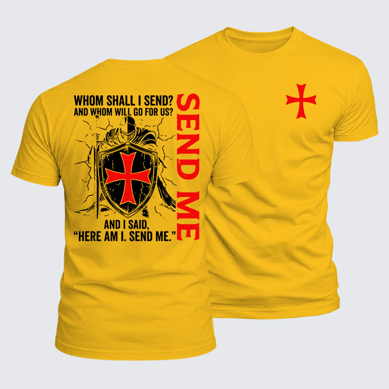 Luxe Mercerized Cotton Tee -  Here I Am Send Me Isaiah 6:8 Knight Templar Crusader