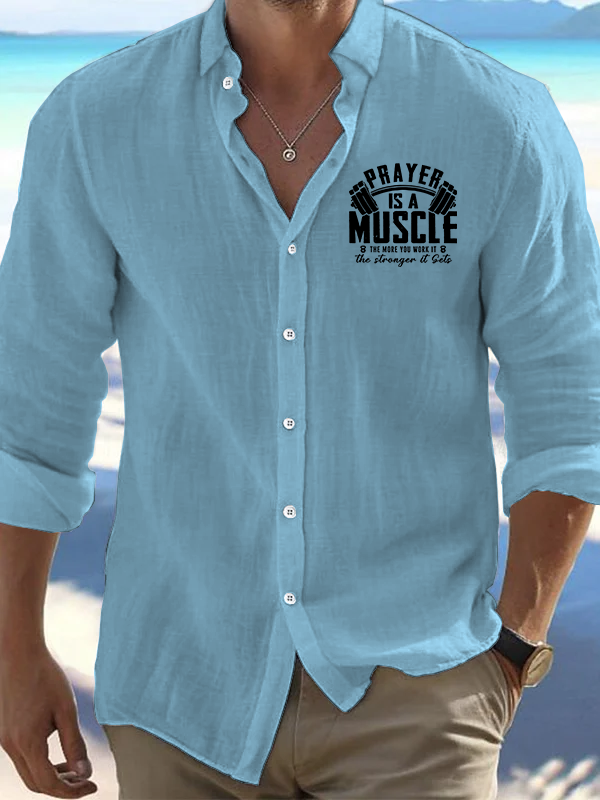 Prayer Is A Muscle Cross Christian Resort Casual Shirt