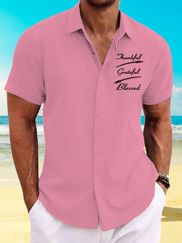 Thankful Grateful Blessed Jesus God Christian Short Sleeve Shirt