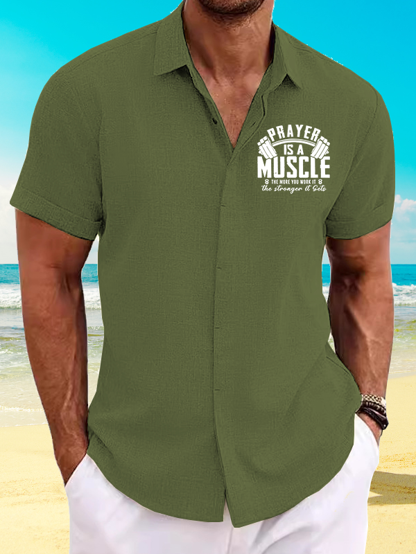 Prayer Is A Muscle Cross Jesus God Christian Short Sleeve Shirt