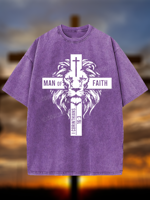 Man of Faith Christian Washed T-Shirt