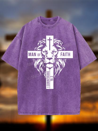 Man of Faith Christian Washed T-Shirt