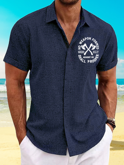 No Weapon Formed Shall Prosper - Isaiah 54:17 Jesus God Christian Short Sleeve Shirt