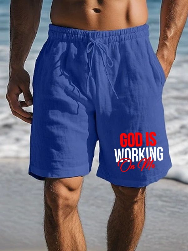 God Is Working On Me  Christian Beach Shorts