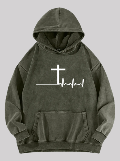 ECG Cross Washed Hoodie