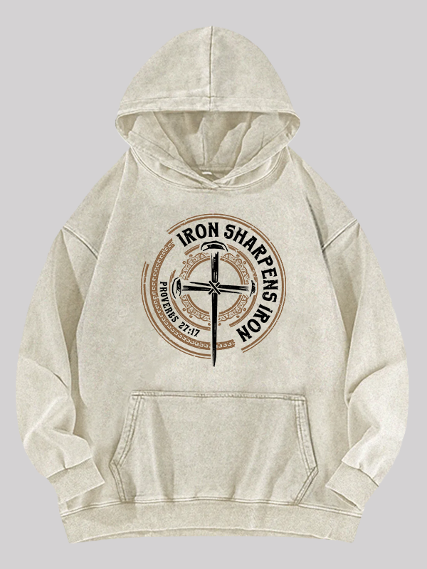 Iron Sharpens Iron - Proverbs 27:17 Washed Hoodie