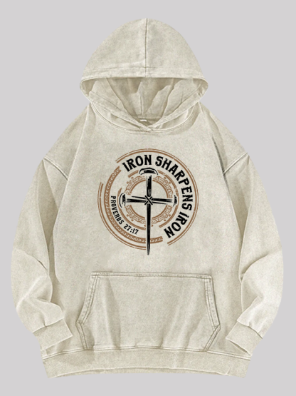 Iron Sharpens Iron - Proverbs 27:17 Washed Hoodie
