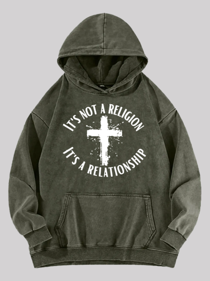 It's Not A Religion It's A Relationship Jesus God Christian Washed Hoodie