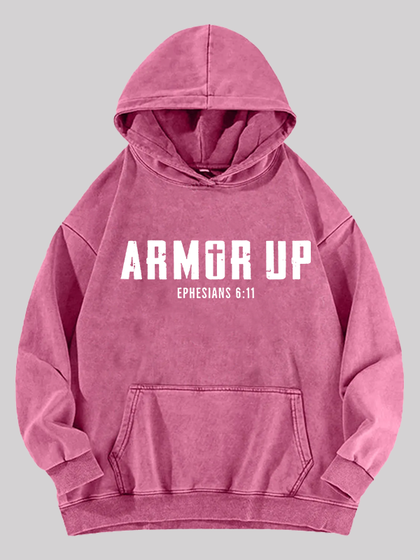Armor Up  Jesus God Christian Washed Hoodie