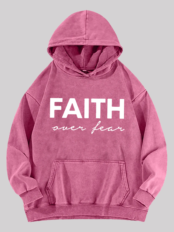 Faith over Fear Jesus God Christian Washed Hoodie