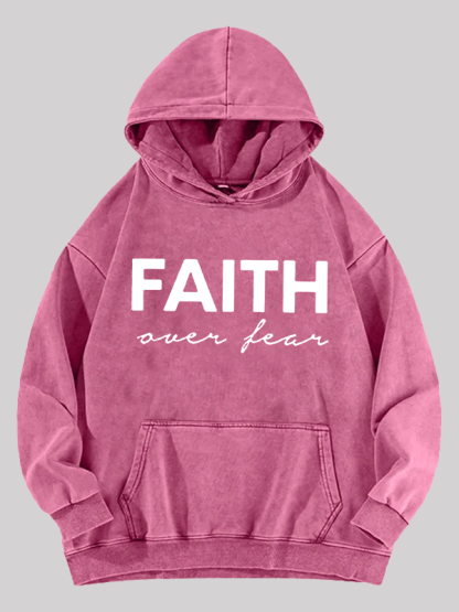 Faith over Fear Jesus God Christian Washed Hoodie