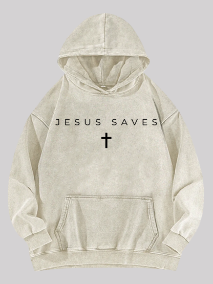Jesus Saves  Jesus God Christian Washed Hoodie