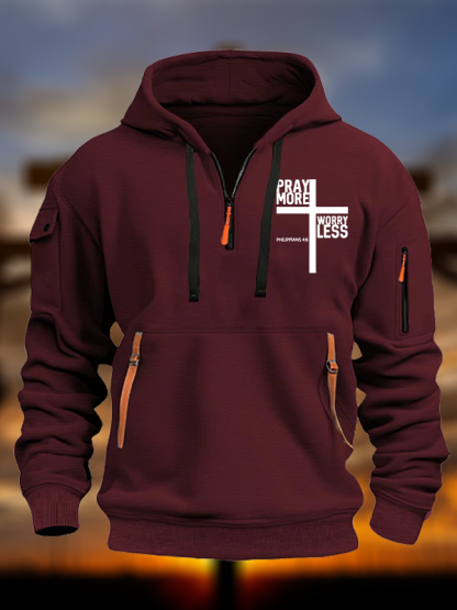 Pray More Worry Less Bible Verse Jesus God Christian Zipper Hoodies